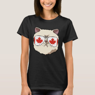 Canada Flag Canadian Exotic Shorthaire Cat Sunglas T-Shirt