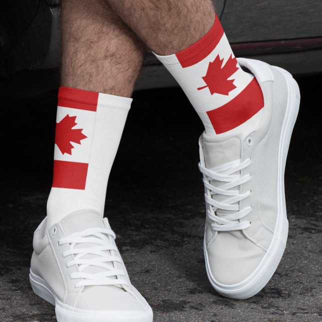 Canada Flag Canadian Leaf Red White Socks (Creator Uploaded)