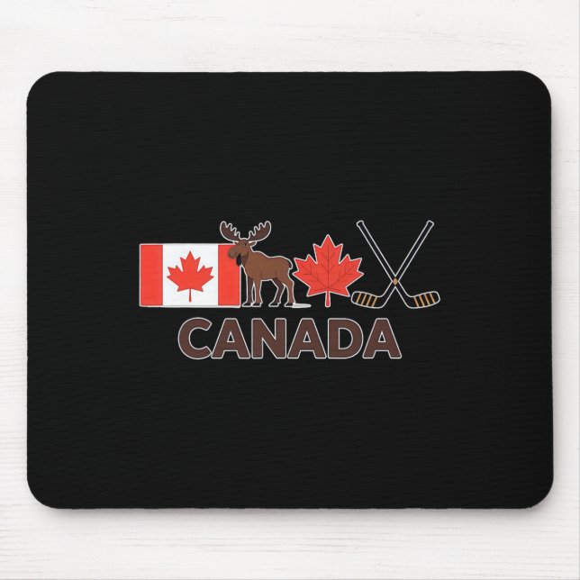 Canada Flag Canadian Maple Leaf Deer Ice Hockey _1 Mouse Mat (Front)