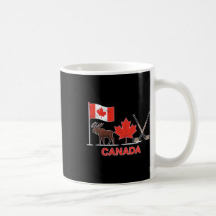 Canada Flag Canadian Maple Leaf Deer Ice Hockey Coffee Mug