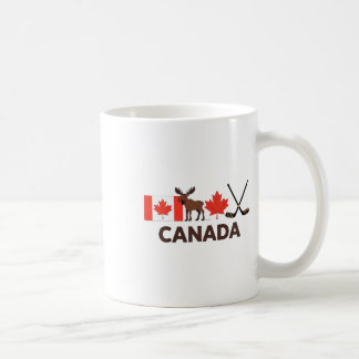 Canada Flag Canadian Maple Leaf Deer Ice Hockey Coffee Mug