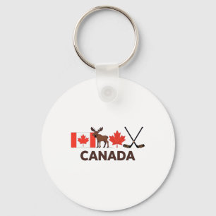 Canada Flag Canadian Maple Leaf Deer Ice Hockey  Key Ring