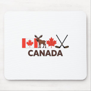 Canada Flag Canadian Maple Leaf Deer Ice Hockey Mouse Mat