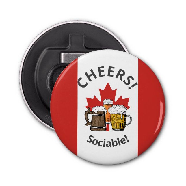 CANADA FLAG Cartoon 3 Beers Cheers Sociable Bottle Opener (Front)