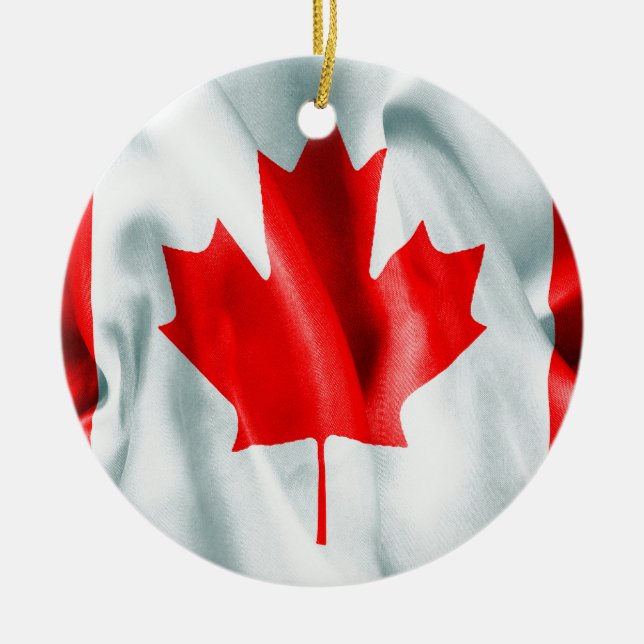 Canada Flag Ceramic Round Christmas Ornament (Front)