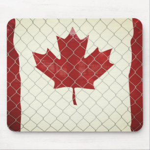 Canada Flag. Chain Link Fence. Rustic. Cool. Mouse Mat