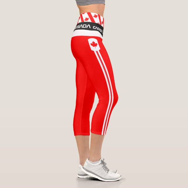 Canada Flag Checked & Canadian sports /fitness Cap Capri Leggings (Right)