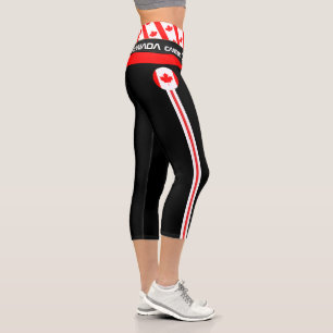 Canada Flag Checked & Canadian sports /fitness Capri Leggings