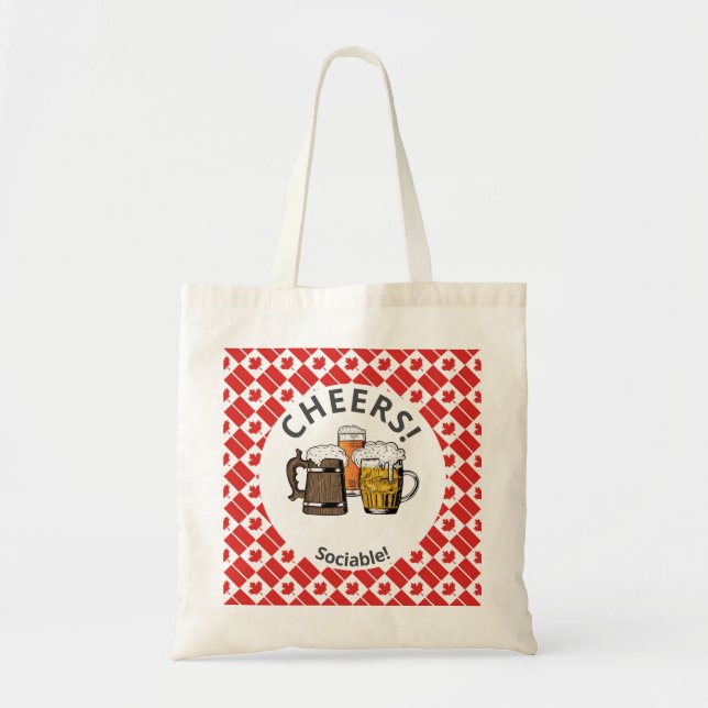 CANADA FLAG Cheers! Sociable! Customised Cartoon Tote Bag (Front)
