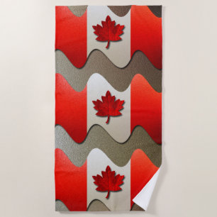 Canada Flag-Chrome by Shirley Taylor Beach Towel