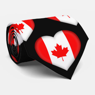 Canada Flag Colours Heart Pattern Neck Tie