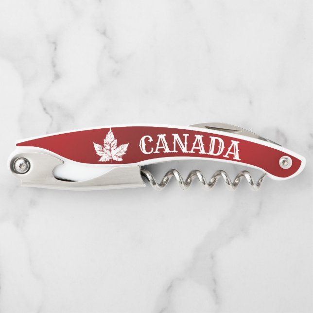 Canada Flag Corkscrew Custom Bottle Opener (Front)