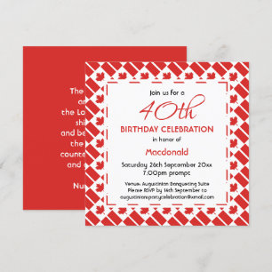CANADA  FLAG Custom Birthday Celebration Invitation