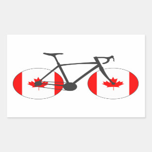 Canada Flag Cycling Rectangular Sticker