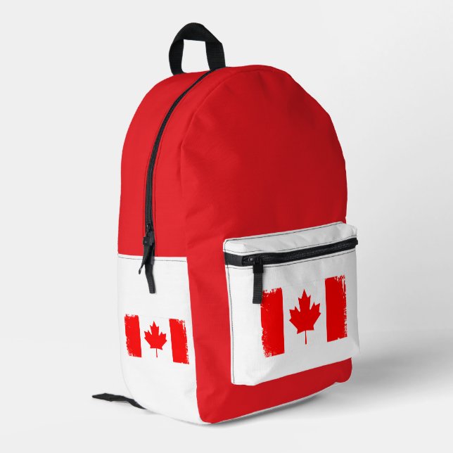 Canada flag distressed  printed backpack (Back Corner Left)