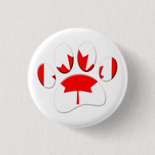 Canada Flag Dog Paw Print 3 Cm Round Badge