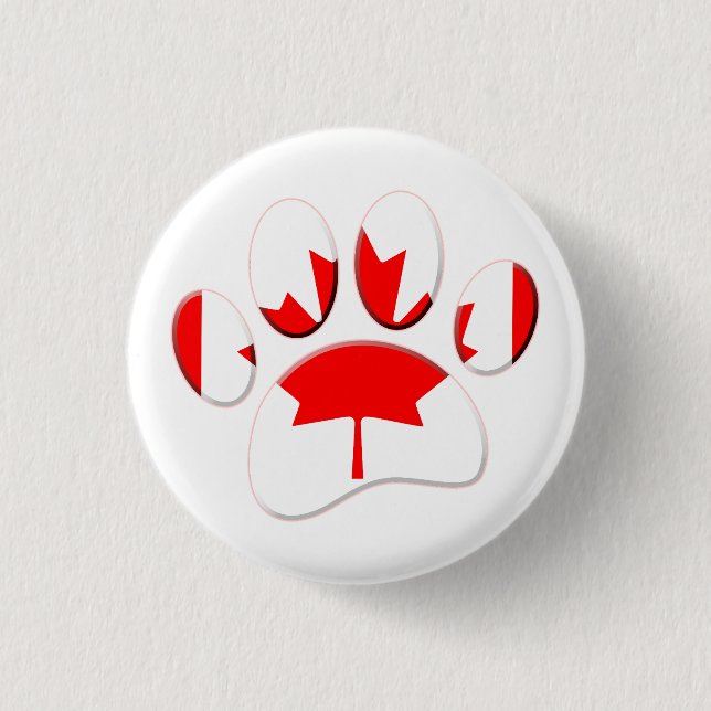 Canada Flag Dog Paw Print 3 Cm Round Badge (Front)