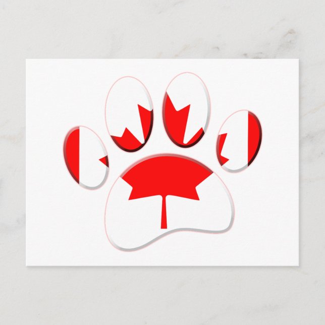 Canada Flag Dog Paw Print Postcard (Front)