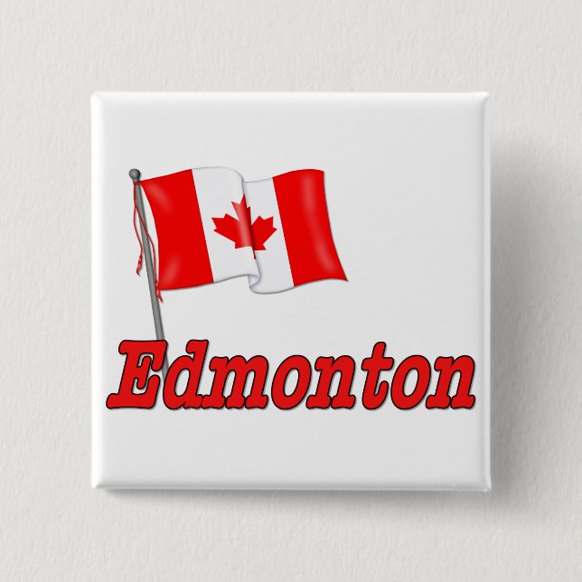 Canada Flag - Edmonton 15 Cm Square Badge (Front)