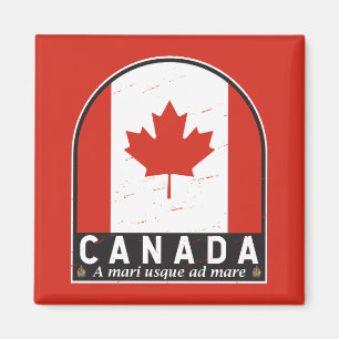 Canada Flag Emblem Distressed Vintage Magnet