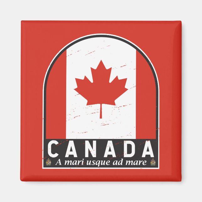 Canada Flag Emblem Distressed Vintage Magnet (Front)
