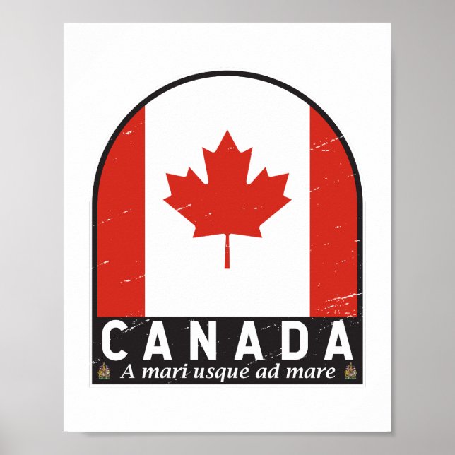 Canada Flag Emblem Distressed Vintage Poster (Front)