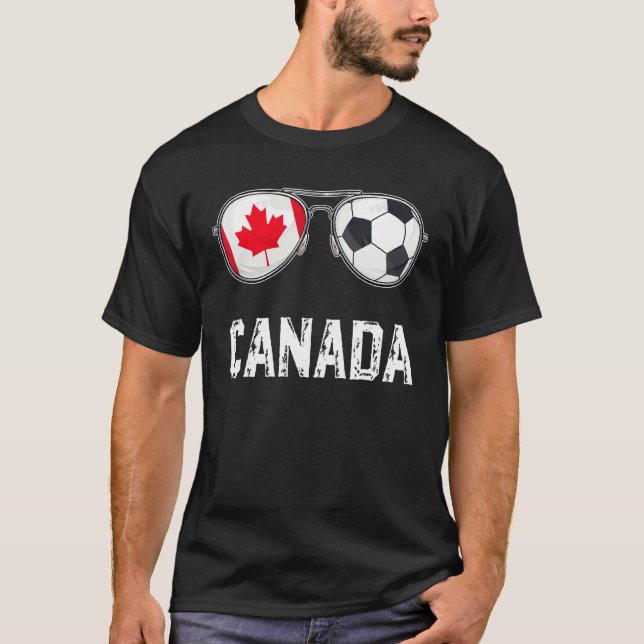 Canada Flag & Football Sunglass Canadian Fan T-Shirt (Front)