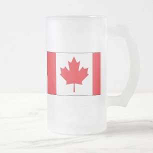 Canada Flag Frosted Glass Beer Mug