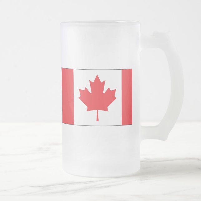 Canada Flag Frosted Glass Beer Mug (Right)