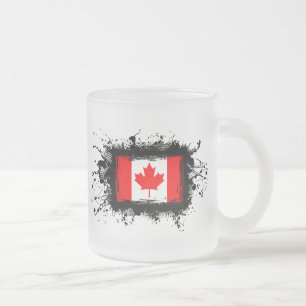 Canada Flag Frosted Glass Coffee Mug