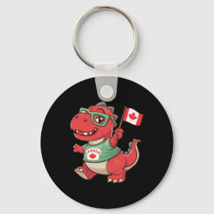 Canada Flag Funny Red Dinosaur Toddler Shirt Key Ring