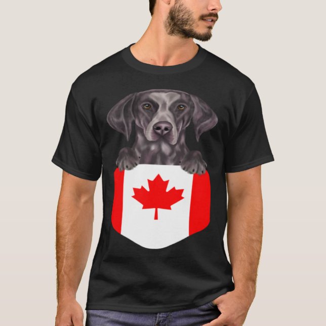 Canada Flag German Shorthaired Pointer Dog In Pock T-Shirt (Front)