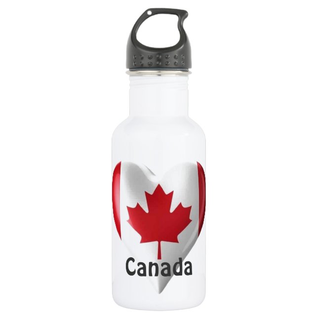 Canada Flag Heart 532 Ml Water Bottle (Front)