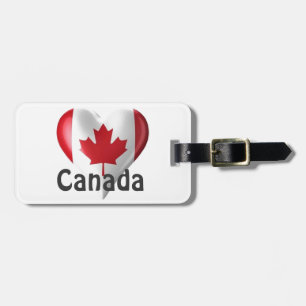 Canada Flag Heart Luggage Tag