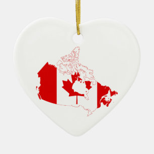 Canada Flag Heart Map Ceramic Tree Decoration