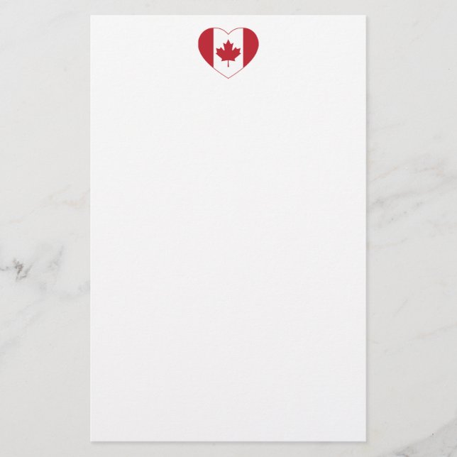 Canada Flag Heart Stationery (Front)