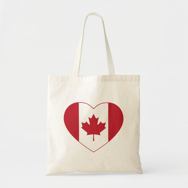 Canada Flag Heart Tote Bag (Front)