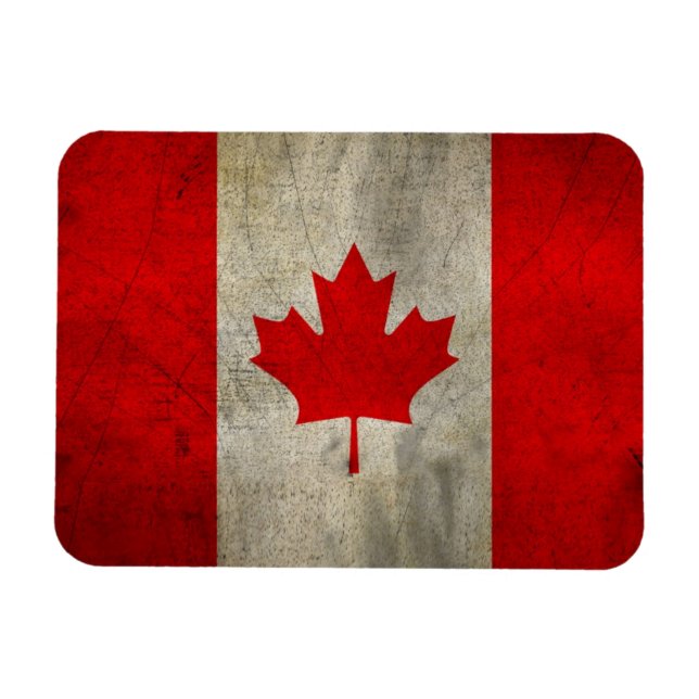 Canada Flag in Grunge Magnet (Horizontal)