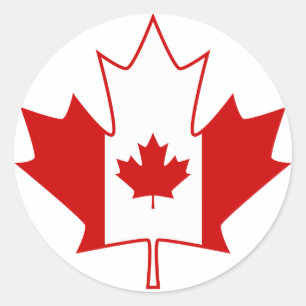 Canada Flag in Maple Leaf - White Classic Round Sticker