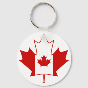 Canada Flag in Maple Leaf - White Key Ring