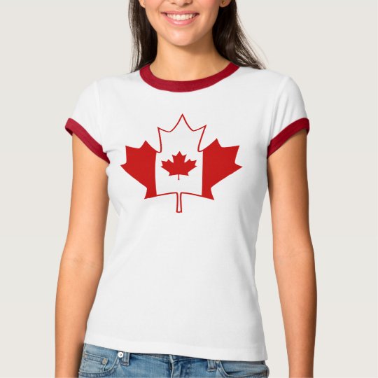 Canada Flag in Maple Leaf - Womens White TShirt