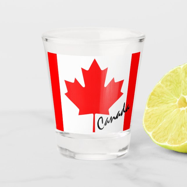 Canada Flag Keepsake Souvenir Canadian Maple Leaf Shot Glass (Front)