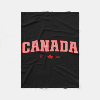 Canada Flag Love Retro Canada Day Maple Leaf Est 1 Fleece Blanket