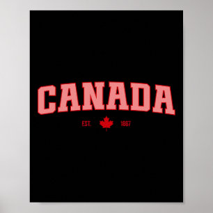 Canada Flag Love Retro Canada Day Maple Leaf Est 1 Poster