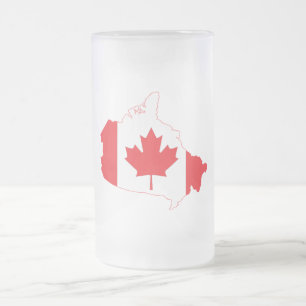 Canada Flag Map Frosted Glass Beer Mug