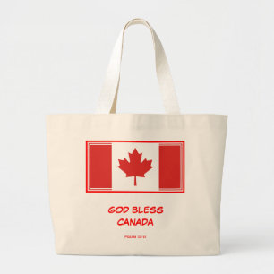 CANADA FLAG   Maple Leaf   God Bless   Canadian Large Tote Bag