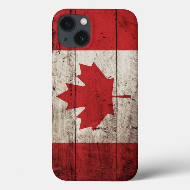 Canada Flag on Old Wood Grain Case-Mate iPhone Case (Back)
