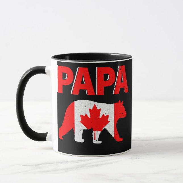Canada Flag Papa Bear Funny Canadian Dad Father's Mug (Left)
