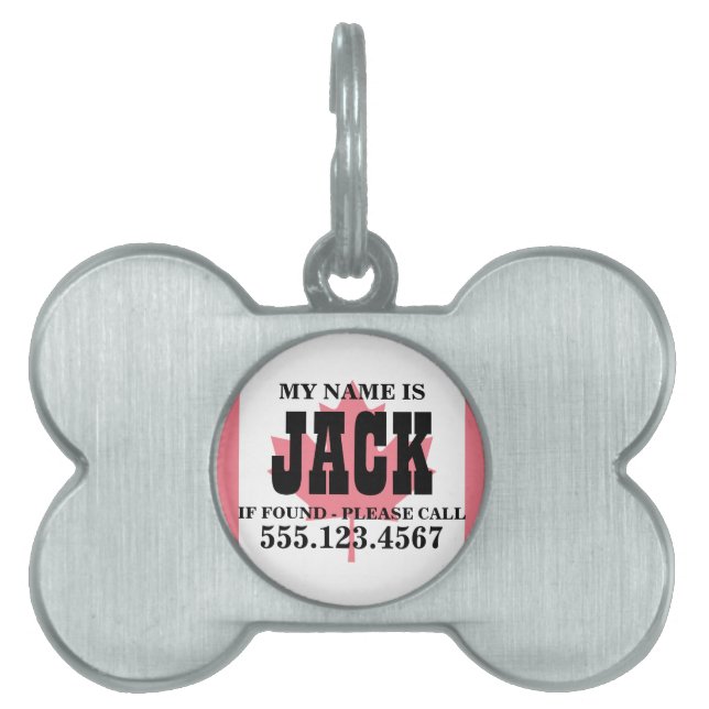 Canada Flag Pet Name Tag (Front)