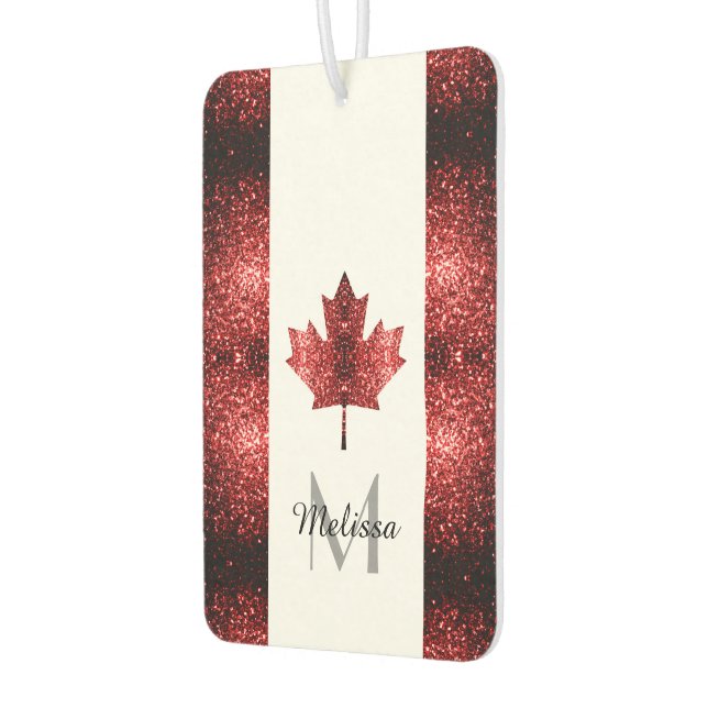Canada flag red sparkles Monogram Car Air Freshener (Left)